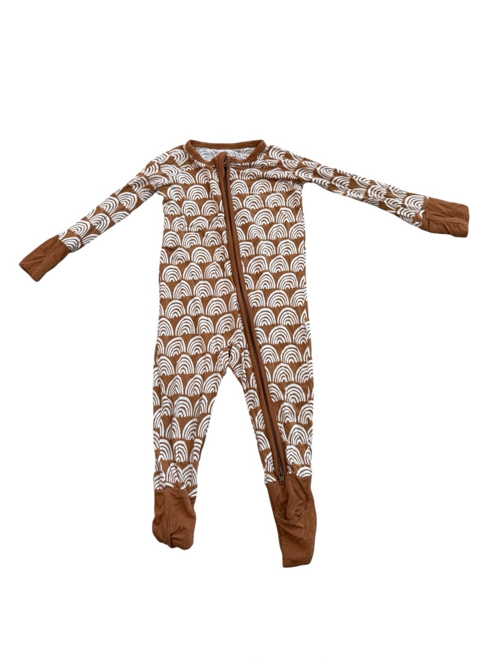 Little Sleepies Brown Rainbow Bamboo Zippy Convertible Sleeper 3-6 Months